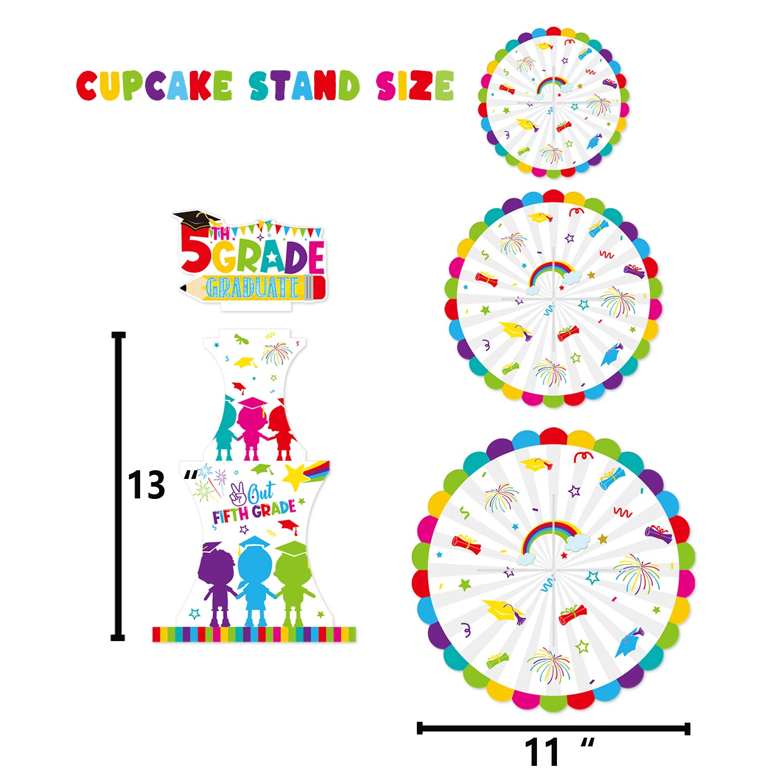 Aisosiks 3-Tier Graduation Cupcake Stand, Red, Paper, Round, Pedestal Base, Easy to Assemble, Premium, Sturdy, Class of 2024 Graduation Party Supplies