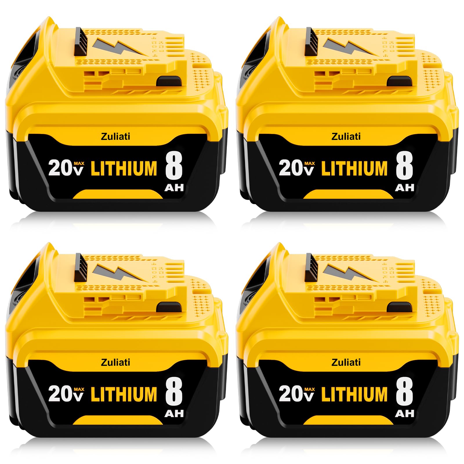 Batería de repuesto para Dewalt de 20 V máx. 8.0 Ah DCB206, compatible con batería Dewalt de 20 V DCB204 DCB203 DCB200-2 DCB201 DCB180 DCD985B para serie DCD/DCF/DCG de 20 voltios (amarillo
