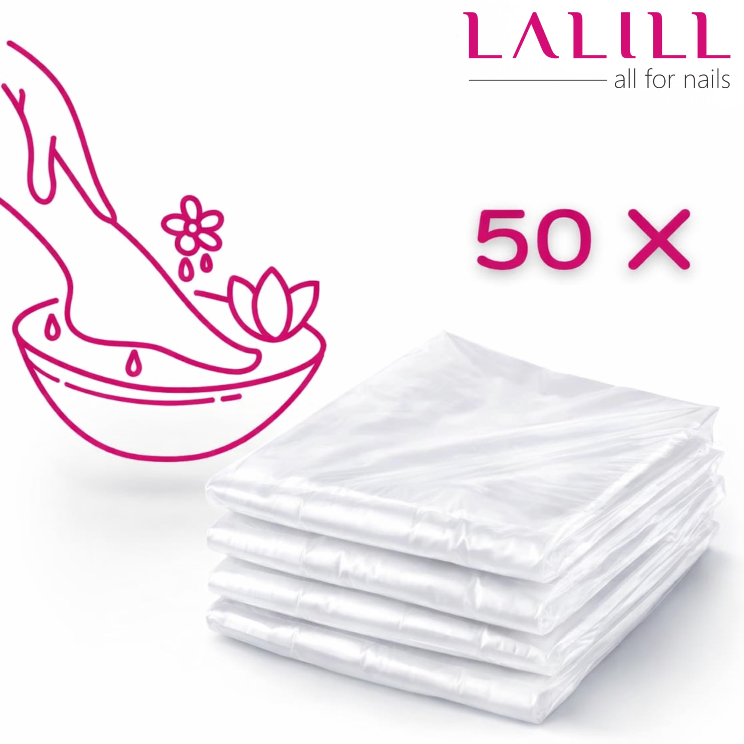 LALILL Sacchetti per pediluvio monouso 50 pezzi - Pedicure igienico - Protezioni per pediluvio - Sacchetti adatti per spa, podologia