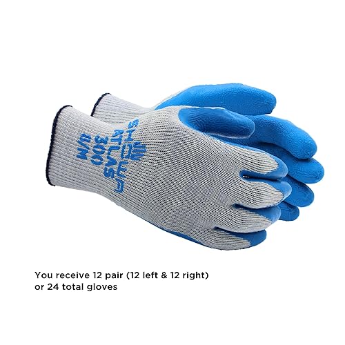 Miniatura 3 de Showa Atlas 300BL-09 - Guantes ajustados con palma de recubrimiento de goma natural, color negro, grandes (paquete de 12 pares), S, Azul