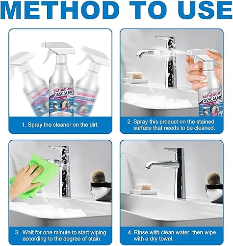 Miniatura 6 de KCRPM Limpiador descalcificador de baño, limpiador de manchas difíciles, potente agente de limpieza descalcificador para bañera, inodoro, baño,