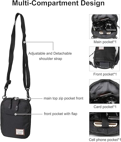 Miniatura 2 de Pequeña bolsa cruzada para hombres mini bolsa de mensajero para pasaporte de teléfono Negro, negro (Black-Large size), gris, Grey-large Size, Estilo