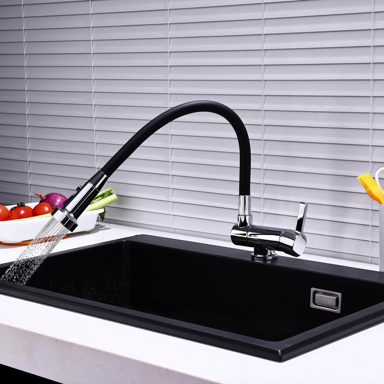 Grifo de Cocina Fregadero Abatible Grifo Cocina Flexible Cromado Grifo Cocina Abatible Bajo Ventana Grifo Mezclador Monomando Cocina