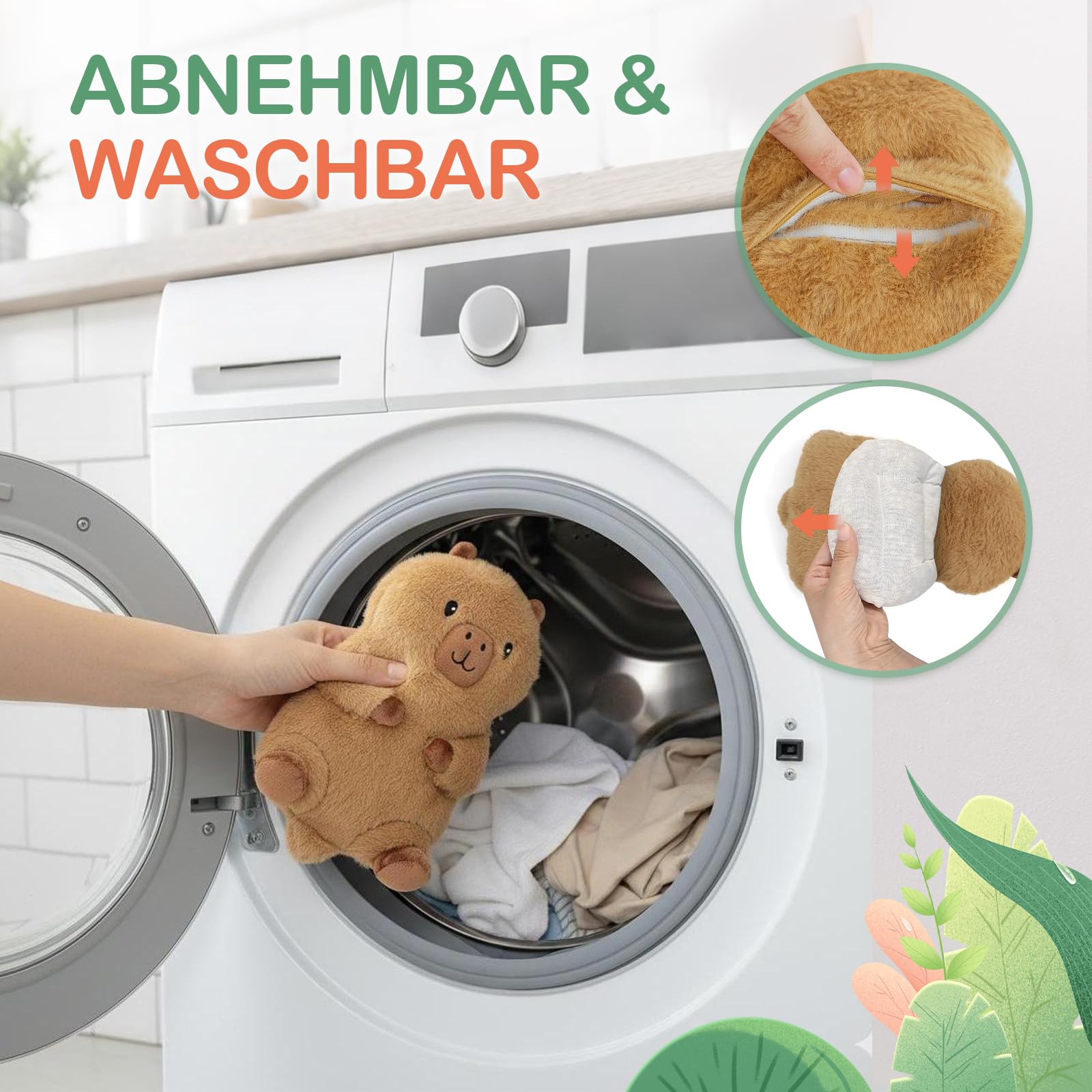 AROMA SEASON Wärmetier Plüsch Capybara Mikrowelle-Wärmekissen Kuscheltier Körnerkissen Stofftier