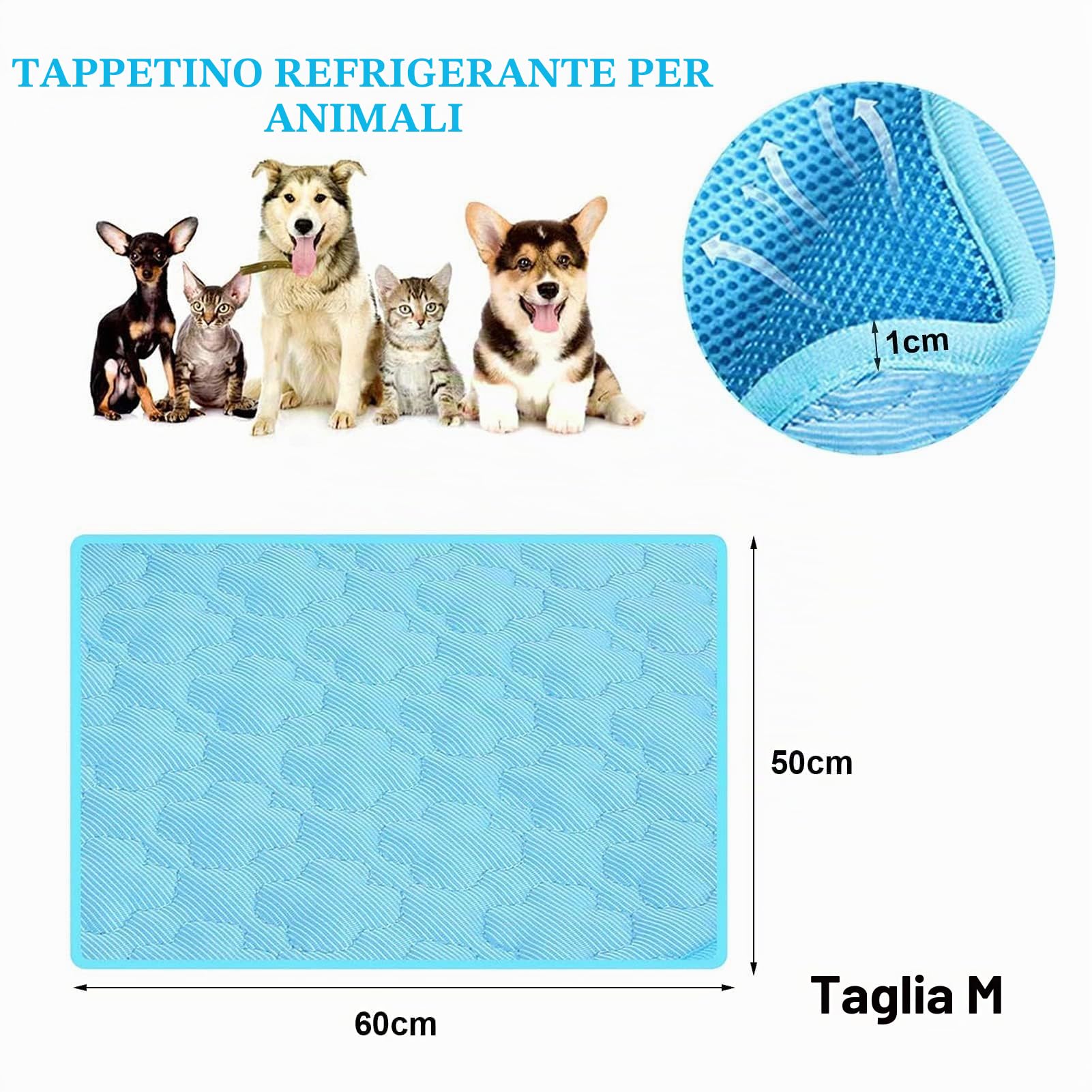 Tappetino Refrigerante per Cani 50x60cm Cuscino Auto Estate
