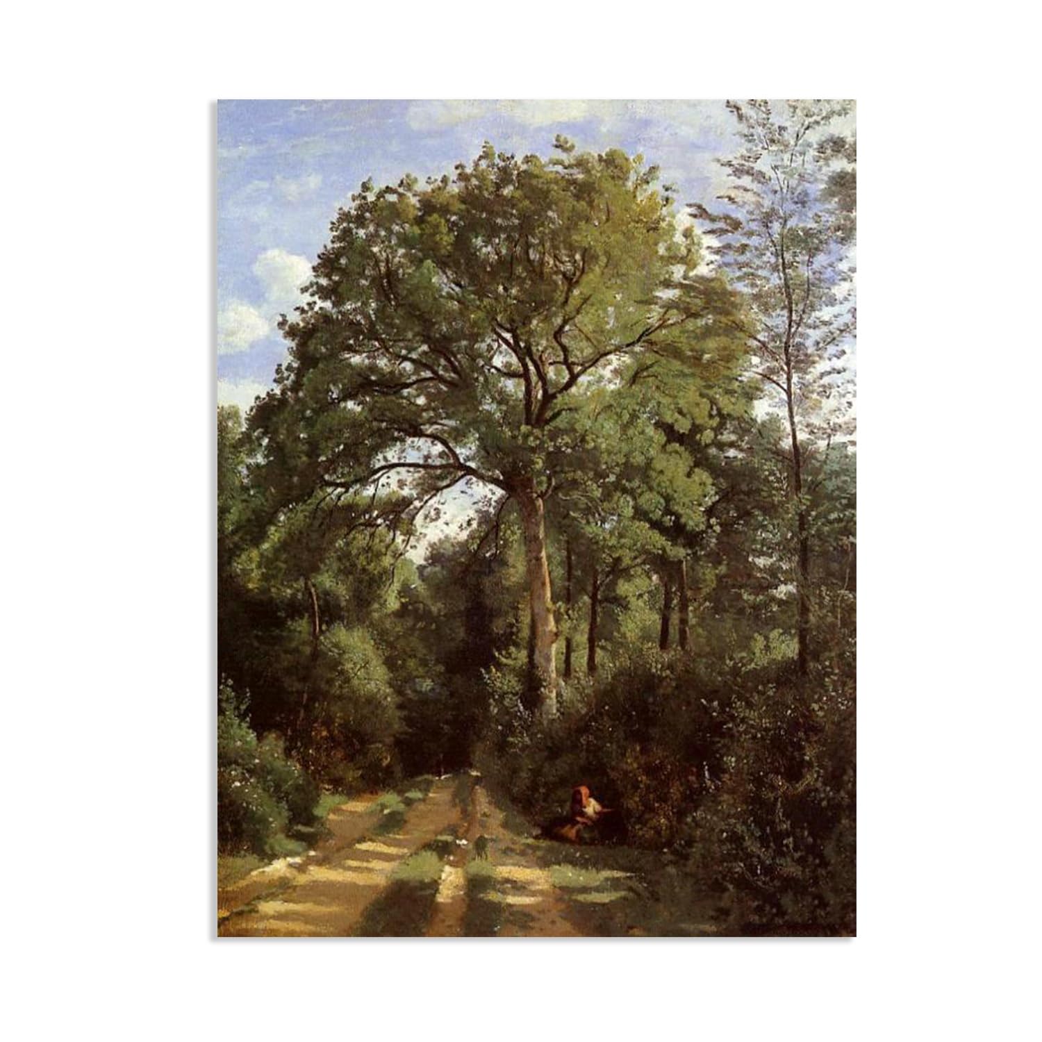 Hau3sh3a Jean Baptiste Camille Corot Wall Art Woods with a Female Cowherd Famous Nature Painting Print Giclee Canvas Wall Decor for Living Room Bedroom Office Home Decor90x70cm(35x28in) Frameless