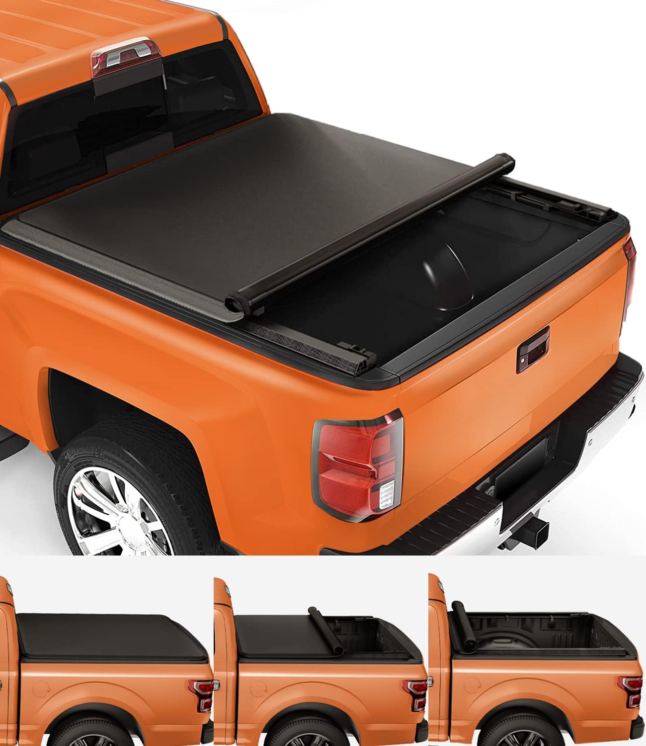 TIPTOP Soft Roll-Up Tonneau Cover Truck Bed for 2007-2025 Silverado/Sierra 1500 & 2007-2019 2500 3500 HD 6.6ft Bed (78.9") | TP1 |Not for CarbonPro Bed|