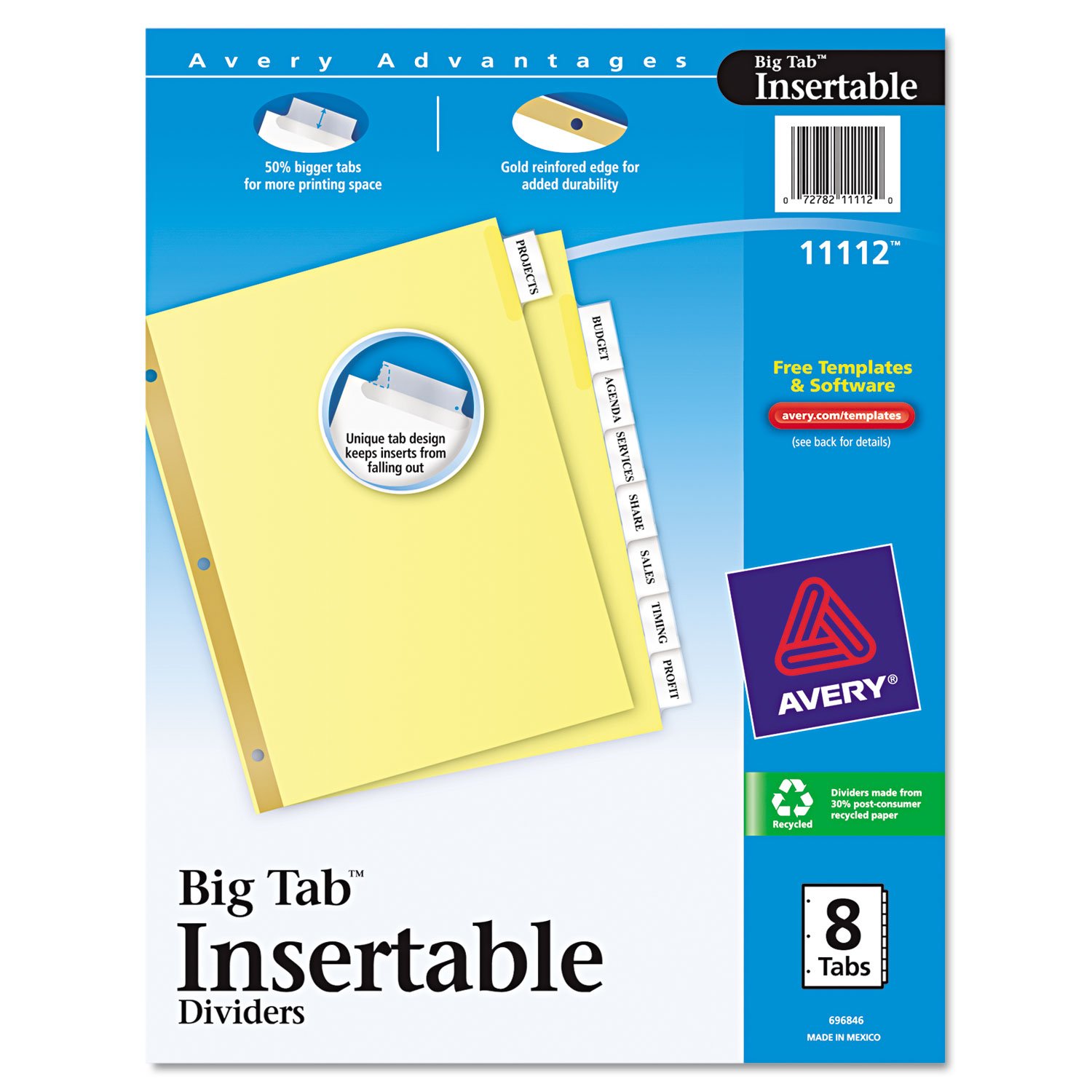 Worksaver Big Tab Reinforced Dividers with Clear Tabs (8 Tabs) [Set of 5]