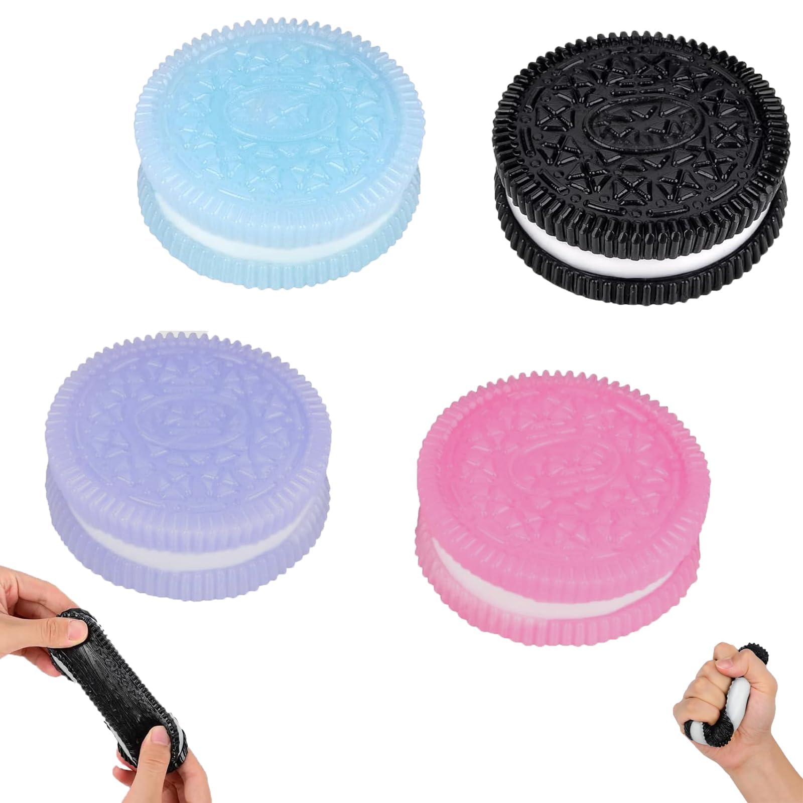 4 Pcs Taba Squishy, Fufu Squishy, New Biscuit Shape Squishes Toy,Pinching Sandwich Simulation,Ultra-Soft Decompression Venting Toy,Sensory Fidget Toys