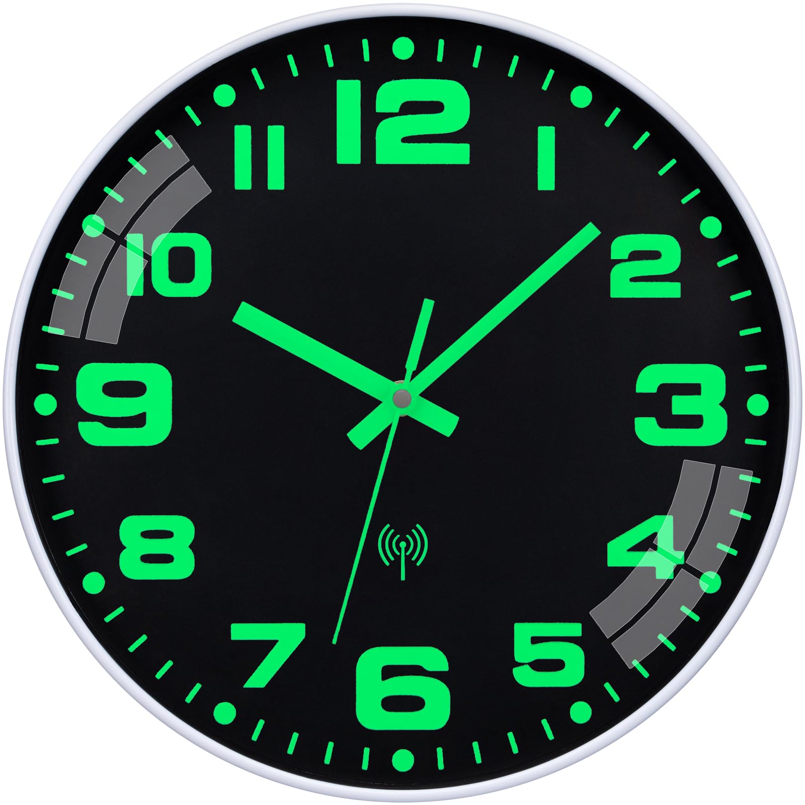 NESIFEE Wanduhr Funk Funkuhr Wand Leuchtend Funkwanduhr Wanduhr Ohne Tickgeräusche 25 cm Schwarz batteriebetriebene Uhr für Küche, Wohnzimmer, Schule, Büro, Badezimmer