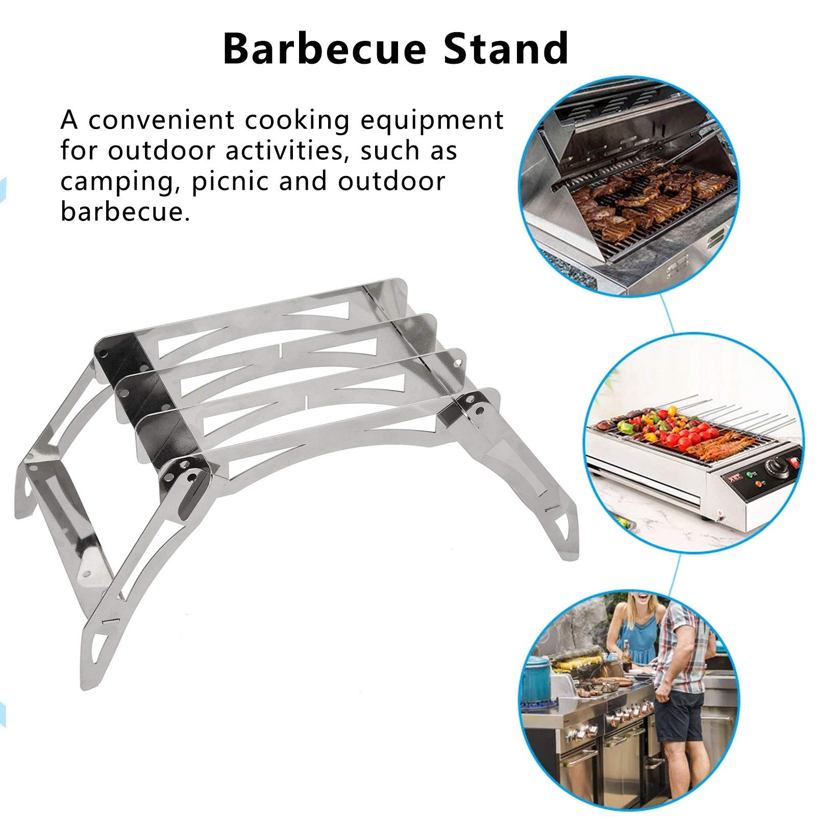 VINGVO Support de barbecue de camping pliant Grille de Barbecue de