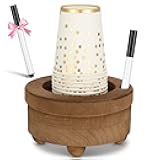 Wooden Cup Holder with Marker Slot Brown Cup Holder Dispenser Disposable Mug Dispenser for Party Decoration Bathroom Kitchen Showers Picnic Housewarming Couples Gift(Classic Style,6.1 Inches)