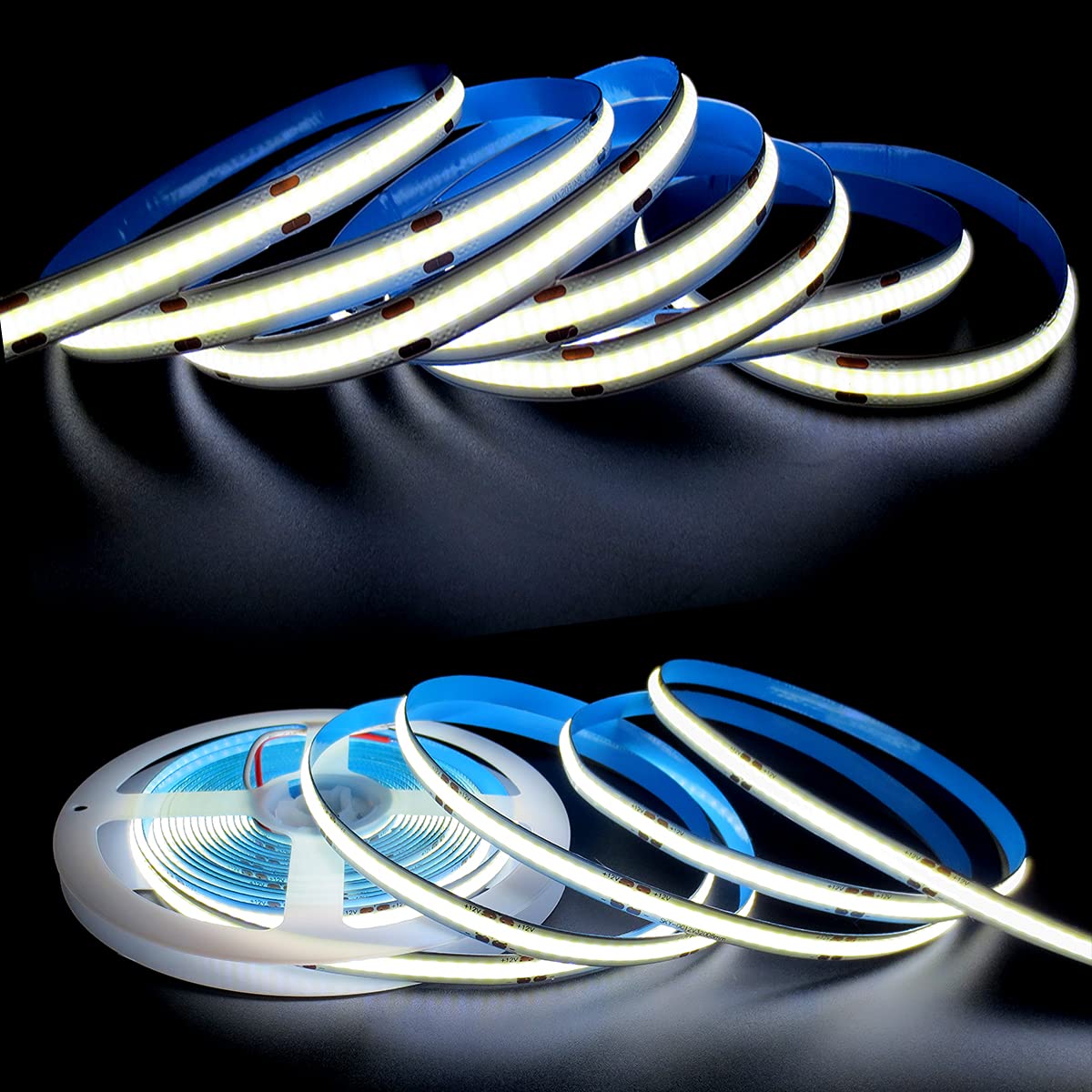 Tesfish Striscia LED, COB Nastri LED DC 12V 5M 300 LEDs/M Totale 1500