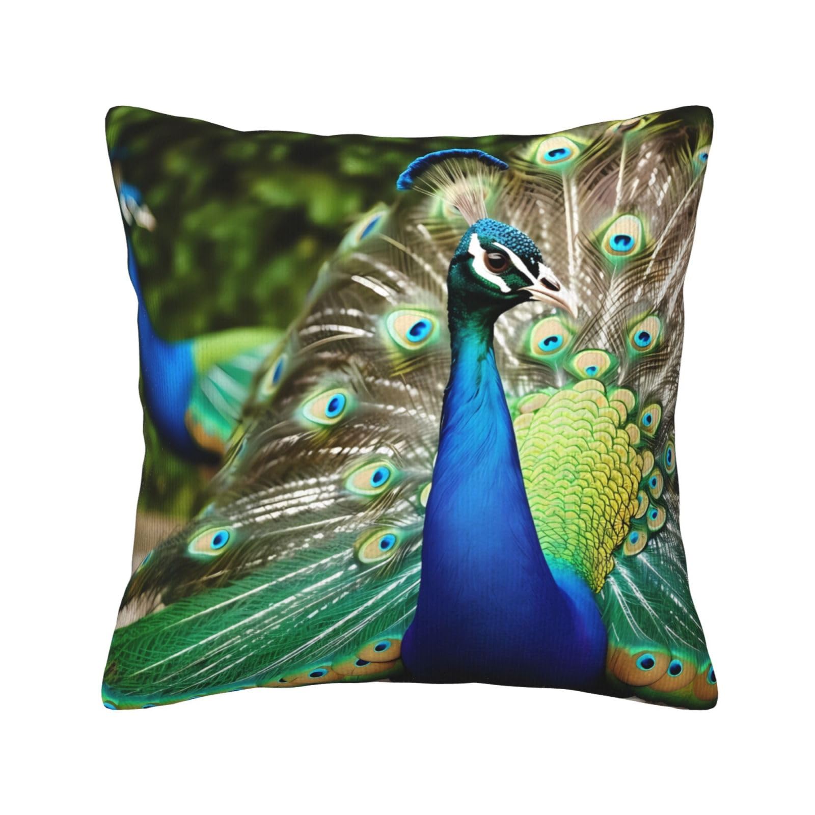 Housse de coussin velours côtelé imprimé paon Kururi haut de gamme