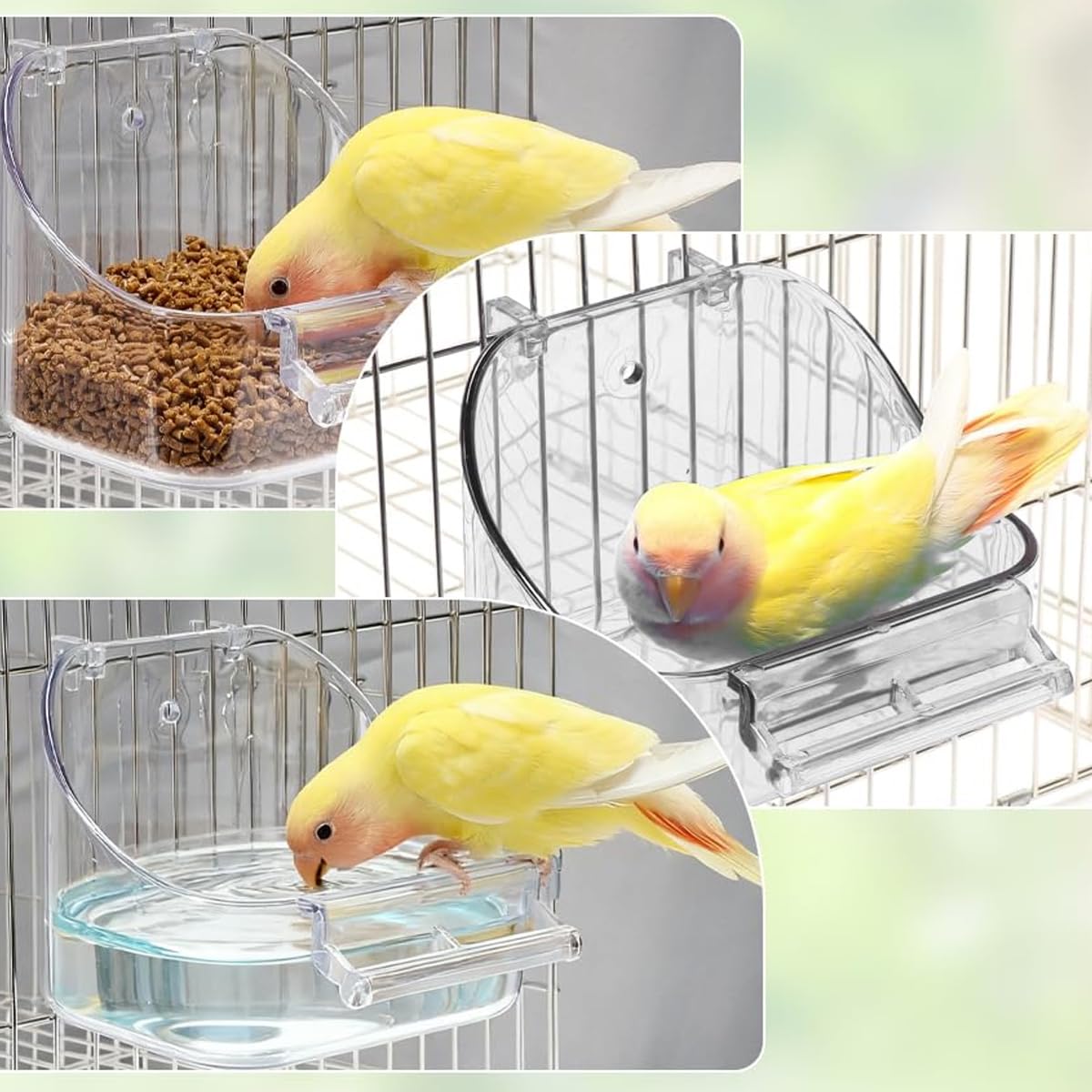 Ubric Comedero para Loros, bañera para pájaros con Tornillo, Jaula Colgante para pájaros, Accesorios para periquitos, Mascotas, Novias, Canarios, Loros — view 6
