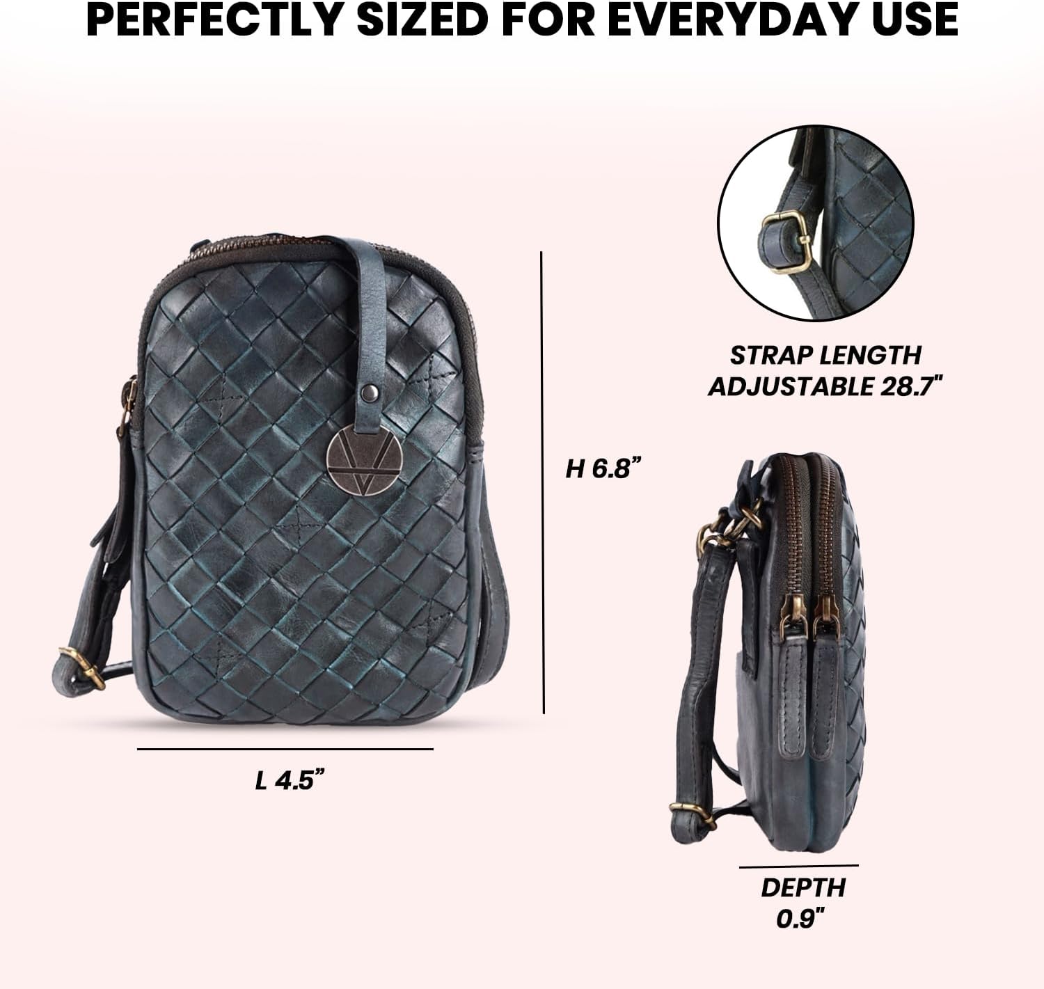 Genuine Leather Small Leather Crossbody Bags For Women Cell Phone Purse With Adjustable & Detachable Strap image 2