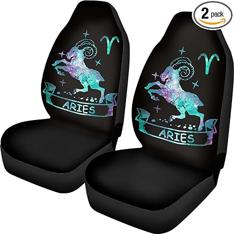 Horeset Aries Pattern Front Seat Cover Sets 2 Pack Car Seat Protector, Accessories Interior Decor, Stylish Elastic Auto Seat Cushion Fit Spring & Summer