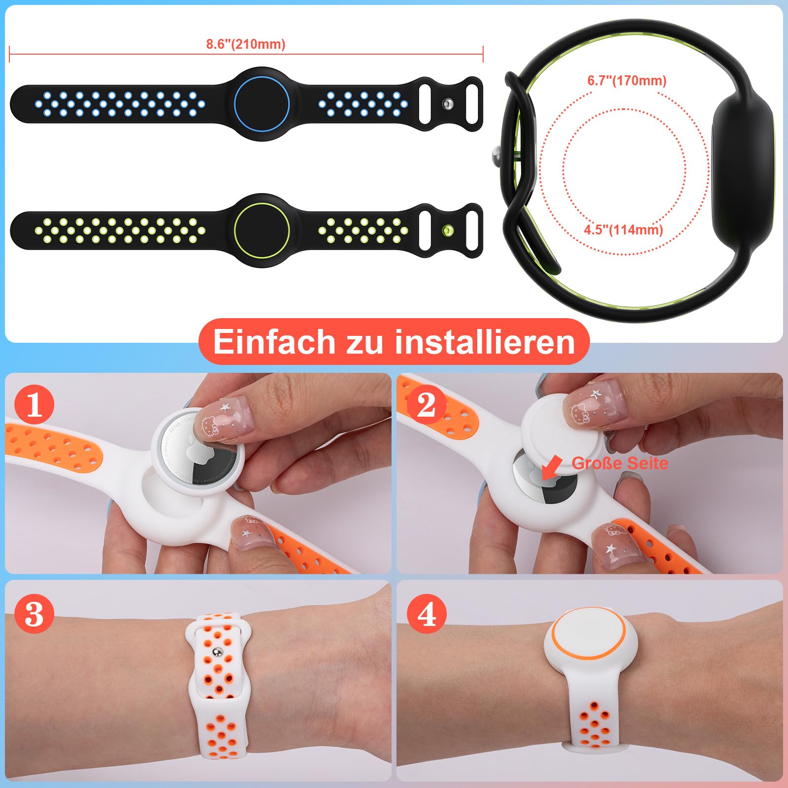 Wasserdichtes AirTag Armband Für Kinder - 2 Stück Silikonhalter Mit Verstellbarem Design