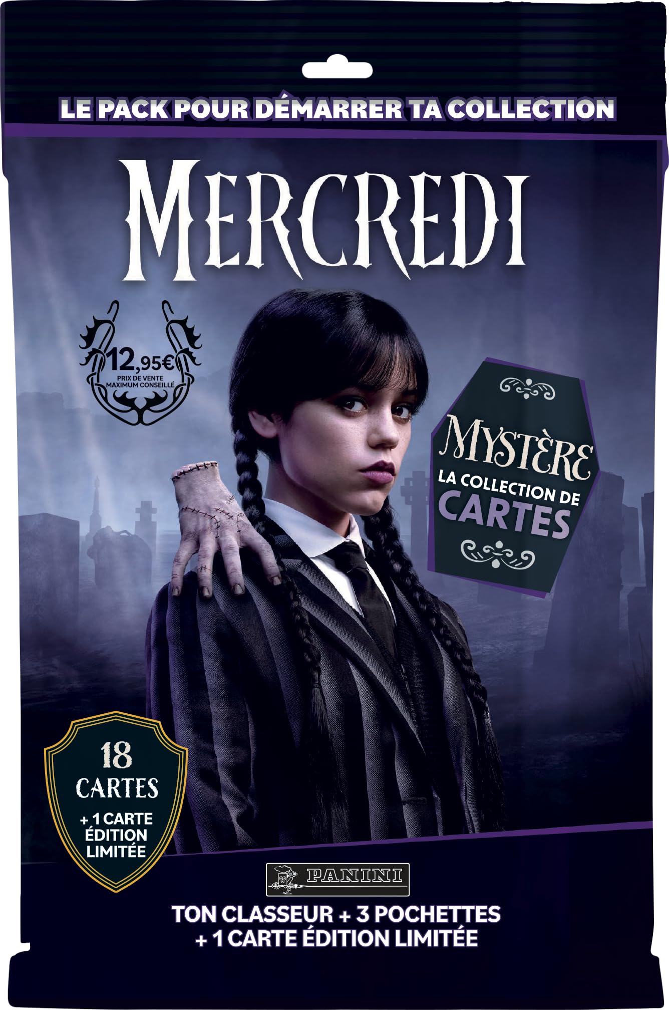 Panini Wednesday Trading Cards - Mystere Starter Pack (1 Binder + 3 Sleeves + 1 Limited Edition Card)