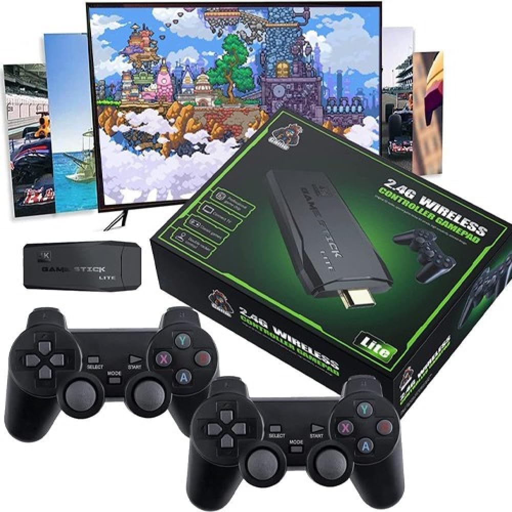Taco vs Burrito Wireless Game Stick Lite with 2 Controllers | 2.4G Plug & Play Retro Game Console | HDMI TV Gaming Stick | Built-in Games | Supports 4K TV & Monitor