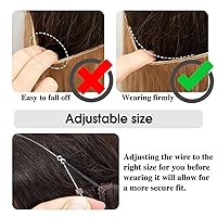 Vista 4 de SARLA Extensiones de cabello con alambre invisible con 3 clips, postizo sintético corto, ondulado, rizado, diadema ajustable transparente