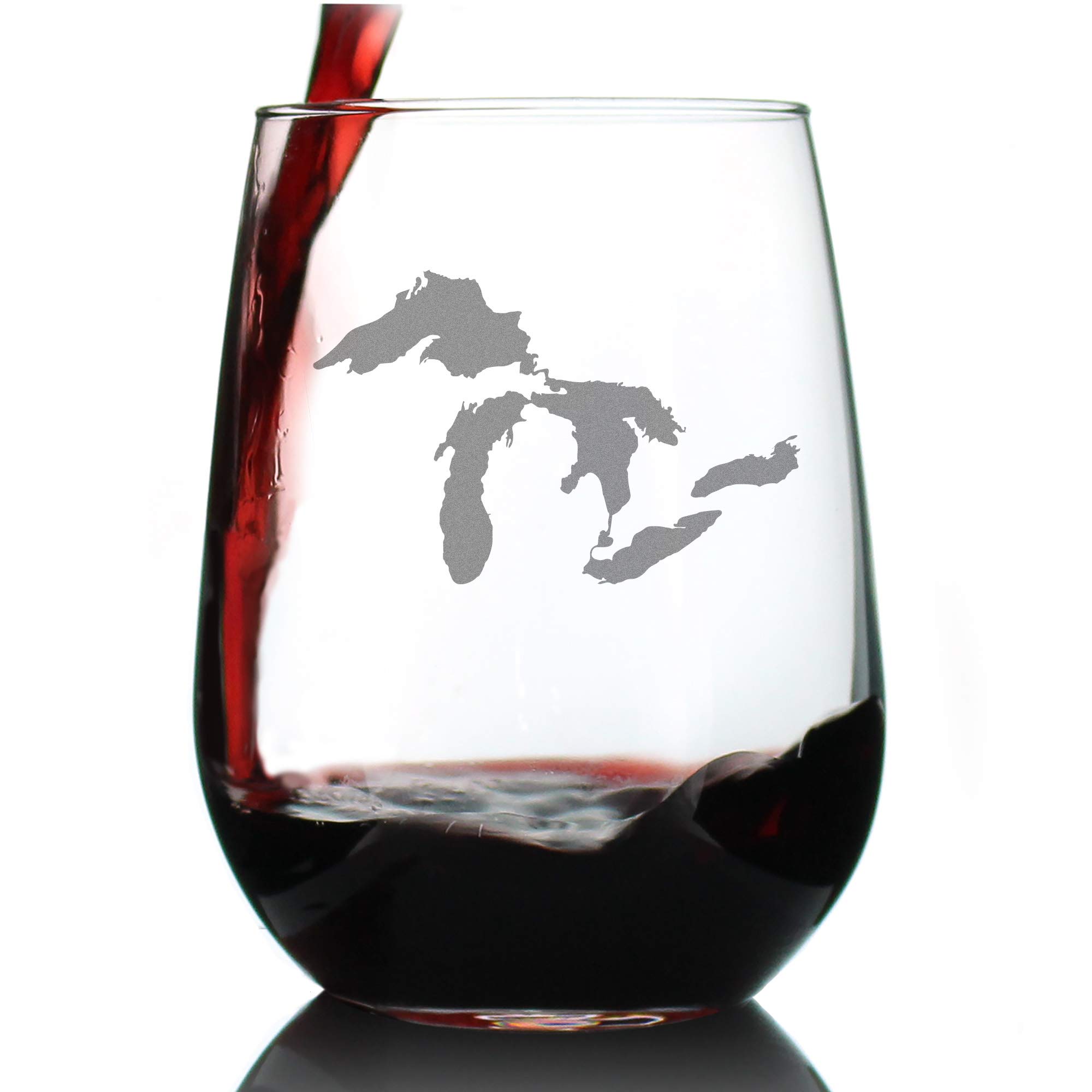Buy Great Lakes Map Stemless Wine Glass Large Glasses Unique