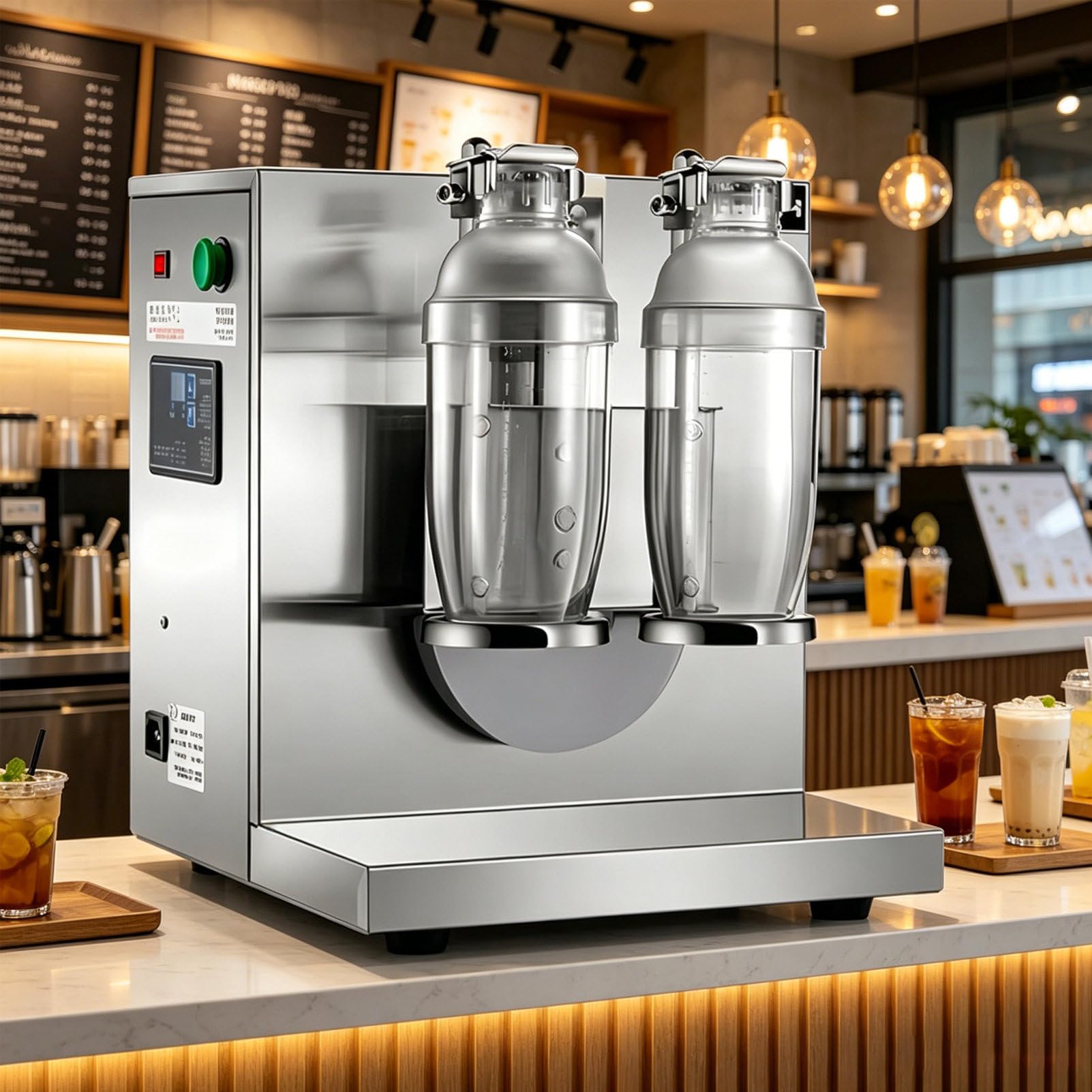 Pvxa Electric Double Head Milk Tea Shaking Machine,Automatic Milk Tea Shaker Machine 360°,Includes 2 Cups, for Bubble Tea and Boba Shop
