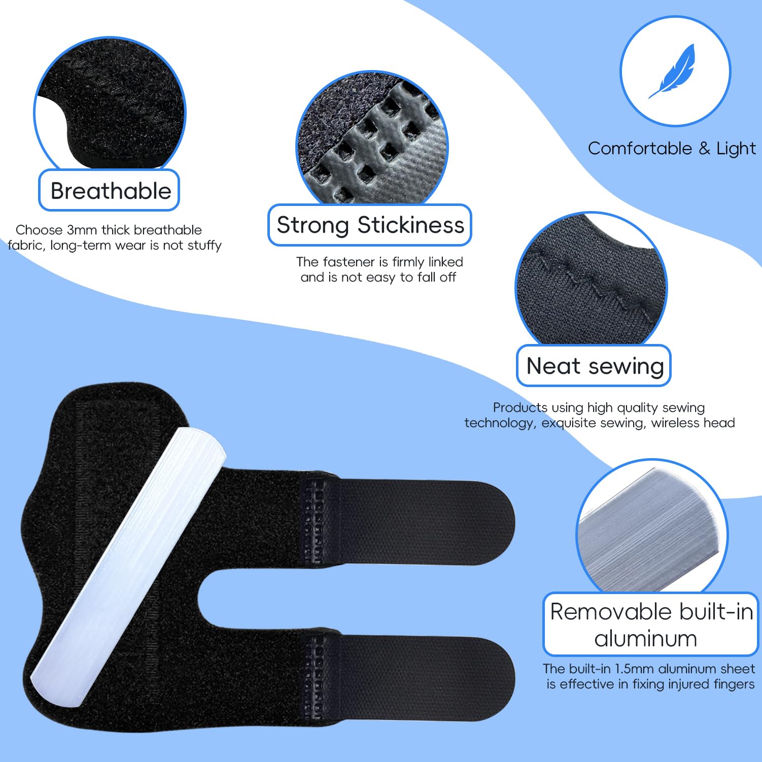 Bozenu Finger Splint, Universal Trigger Finger Brace for Broken/Arthritis Pain and Sprain Relief, Trigger Finger Splint for Middle, Index, Ring (2 Pack,Black) 2