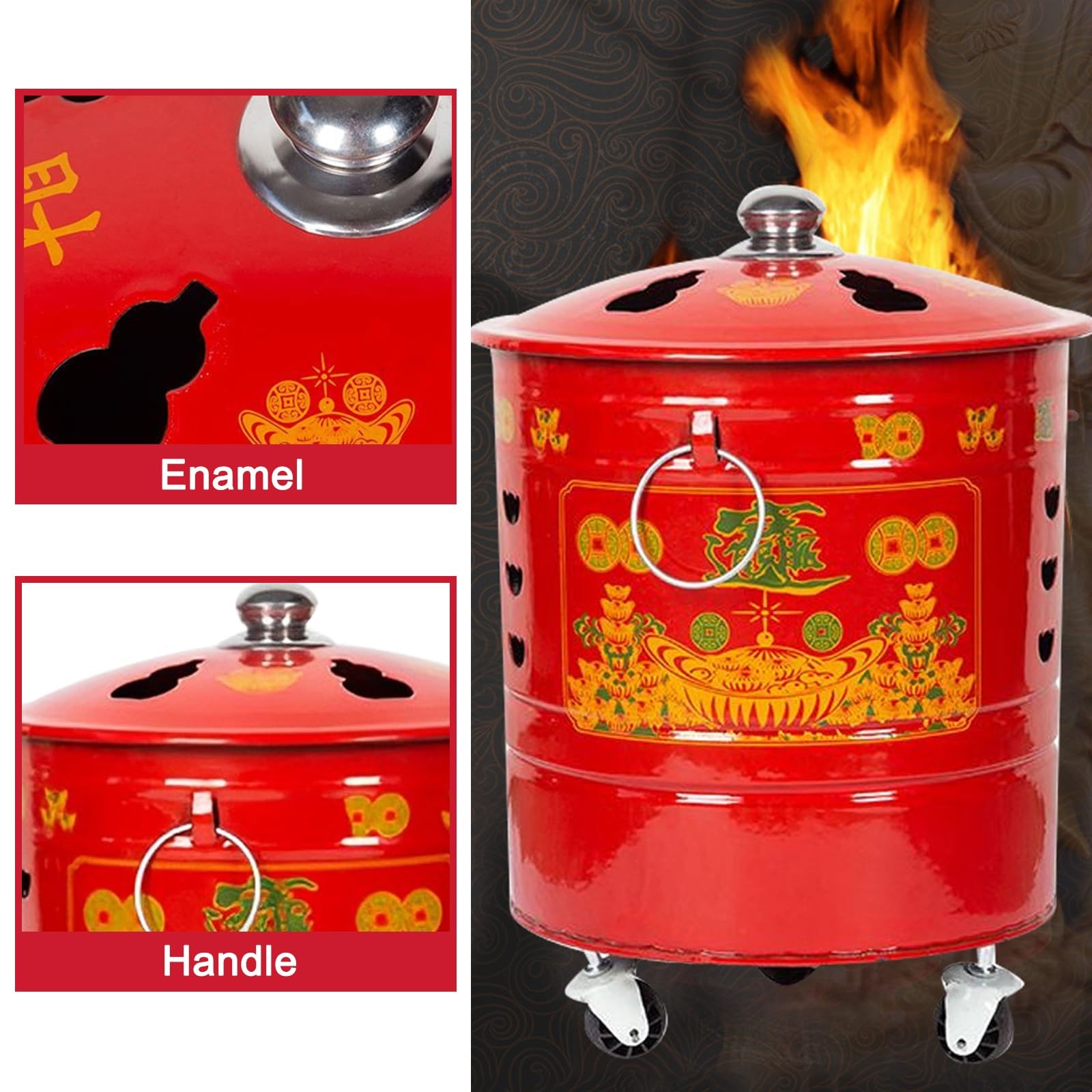 Amazon.co.jp: 焼却炉 家庭用 蓋付き焼却炉 ドラム缶 車輪付き