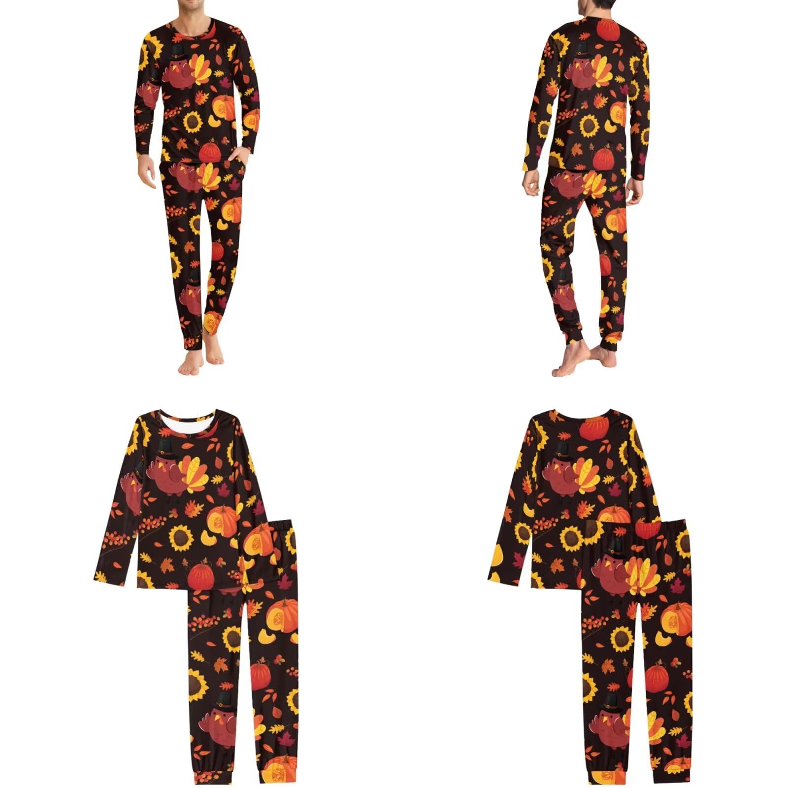 COEQINE Pijamas de Halloween a juego para parejas, talla grande, ropa de dormir familiar, conjunto de sudadera de manga larga, conjunto de 2 piezas para otoño