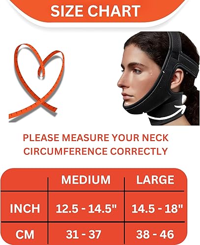Miniatura 6 de Correa de barbilla posquirúrgica para mujer, compresión de cuello y barbilla, correas para la cara, ajuste de la papilla (M, negro)