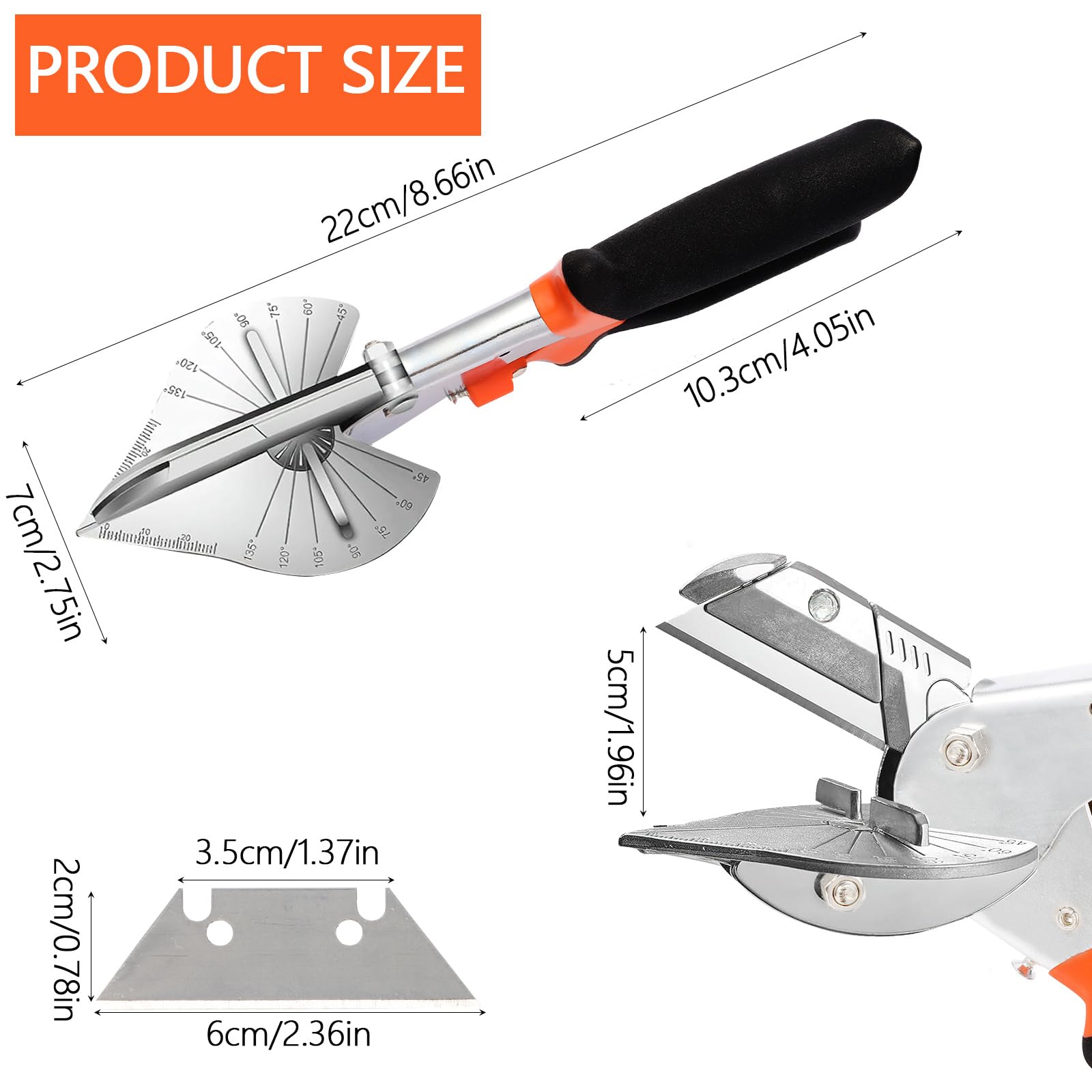 Cesoia Per Tagli Obliqui Multi-Angolo - 45-135 Gradi, Per PVC, Gomma, Legno - Foto 9