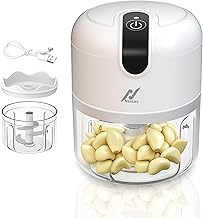 NeLev Mini Electric Chopper | 3D Stainless Steel Blade | Food Grade Bowl | for Mincing Garlic Ginger Onion Vegetable Meat Nuts | 250 ml | One Touch Operation | MC-01