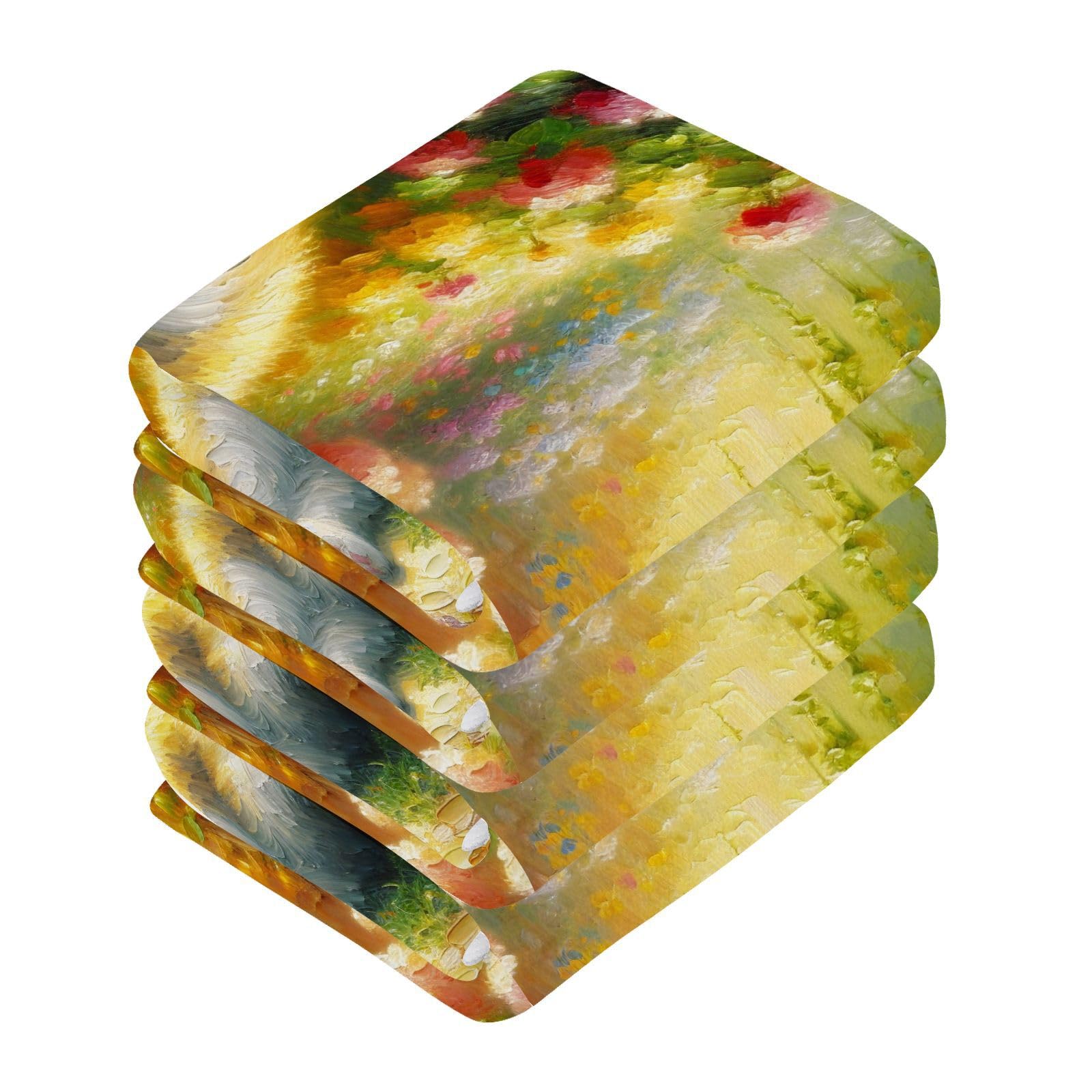 YANENDIE Cute Sleeping Cat Washcloths Towels, Highly Absorbent and Soft Cotton Face Cloths, 6 Pack Quick Dry Wash Cloths - 12 X 12 Inches