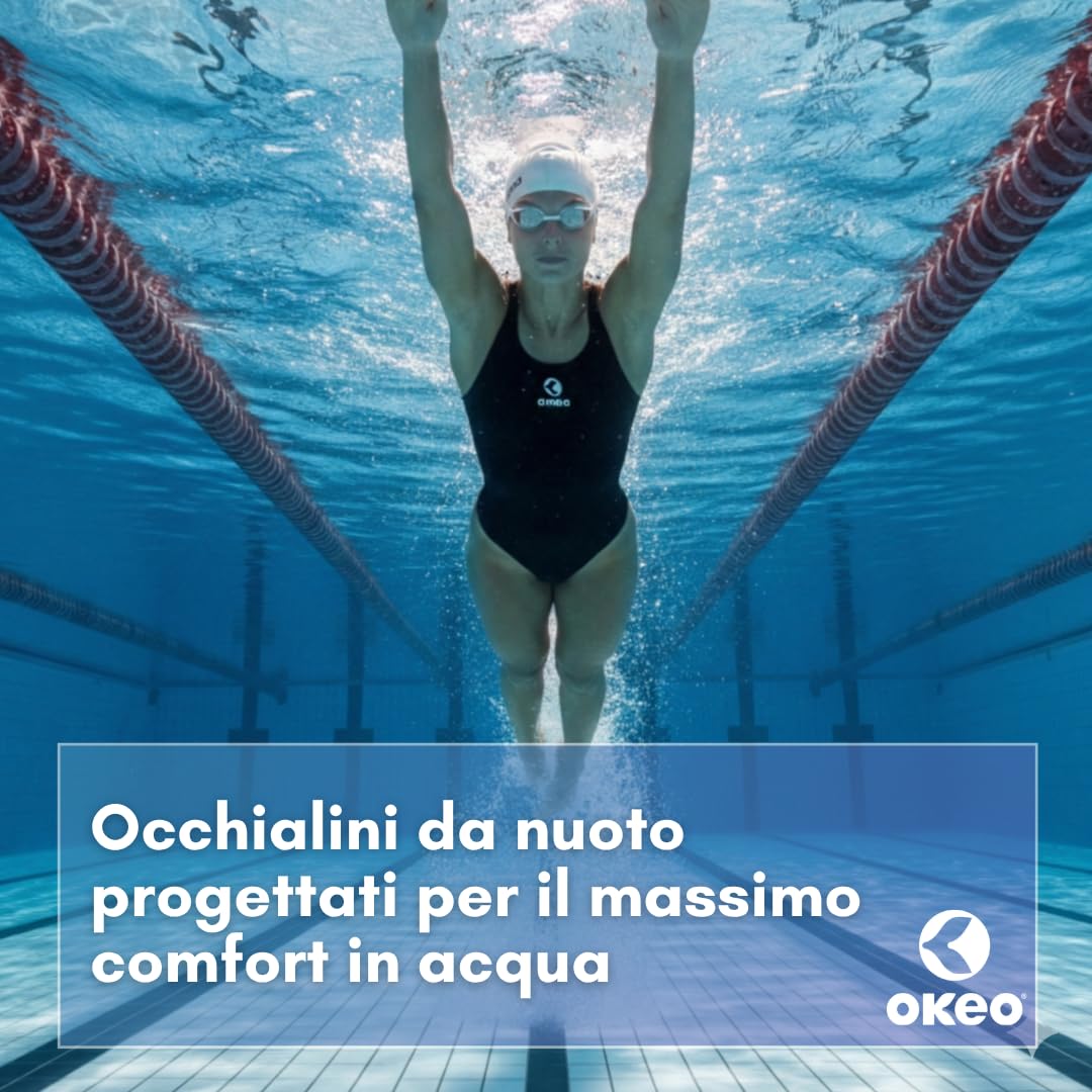 Okeo Supercomfort Mirror Schwimmbrille für Herren und Damen, zweifarbig, Anti-Beschlag- und UV-Schutz, Seitenstabilisator, überlegener Halt und Komfort