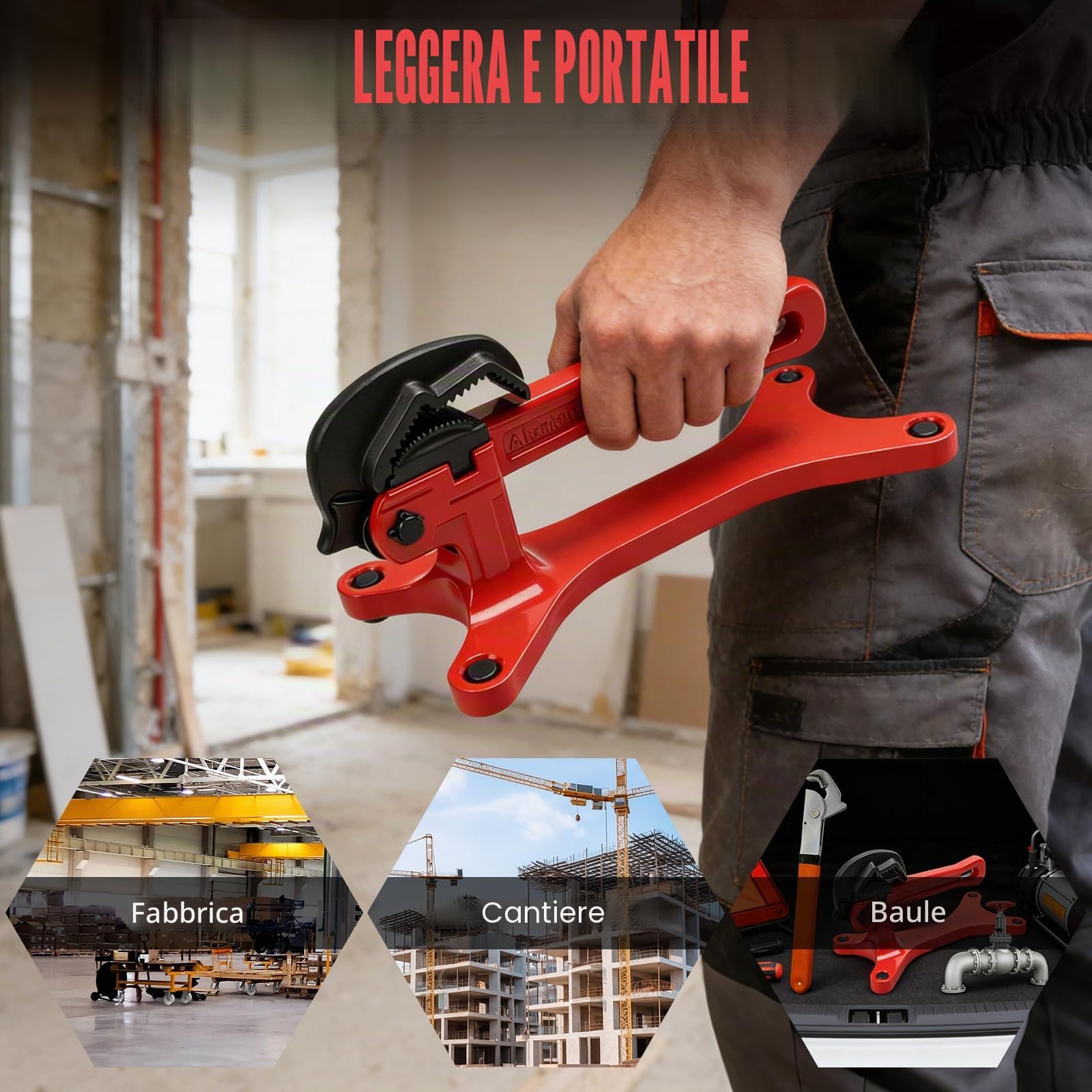 Qivine Pipe Staffe con Chiave Inglese, Morsa Tightening Visa per Tubi da 1/8 A 1-1/2 Pollici, Autoserrante Multifunzionale Tool per La Manutenzione Della Valvola, Alta Quota, Spazi Ristretti
