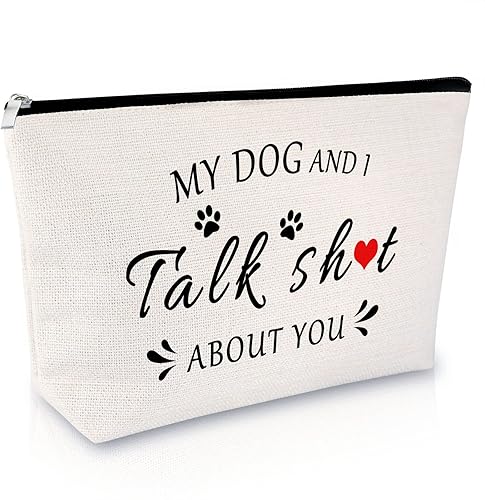 Sfodiary Bolsa de maquillaje para amantes de los perros, regalo con temática de perro, regalo para mamá, regalo para dueños de perros, regalo para