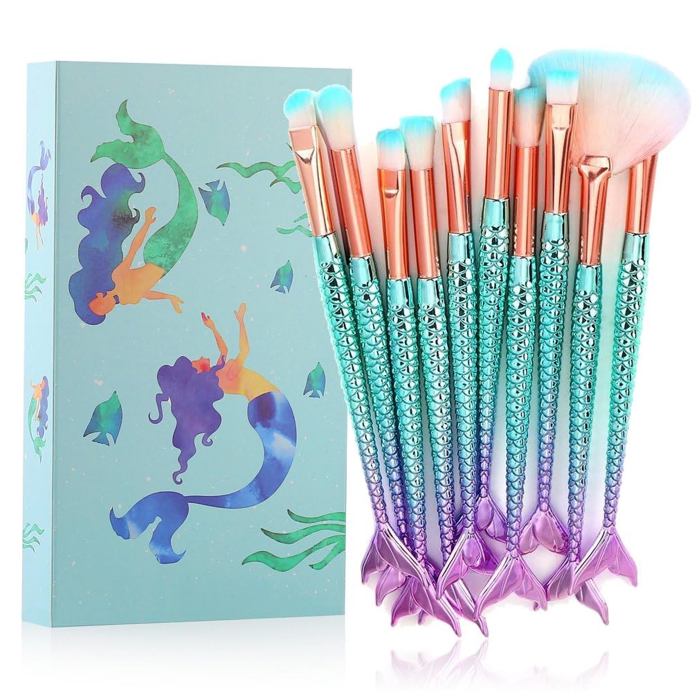 KESI ORNAMENT Pcs Mermaid Eye Makeup Brushes Set-Professional Cosmetic Brushes Kit with Soft Hairs for Eyeshadow, Concealer, Eyeliner, Brow, highlighter Brush Tool -Beauty Brushes -Makeup Accessories-image-25