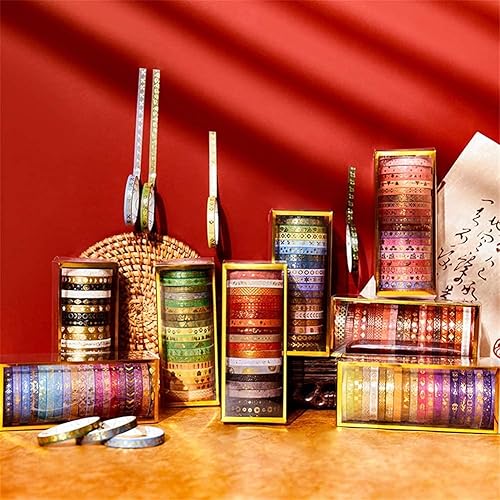 Miniatura 6 de AEBORN Cinta washi delgada morada 20 rollos de cinta washi delgada laminada dorada de 0197in bonita cinta washi para diario de viñetas álbum de