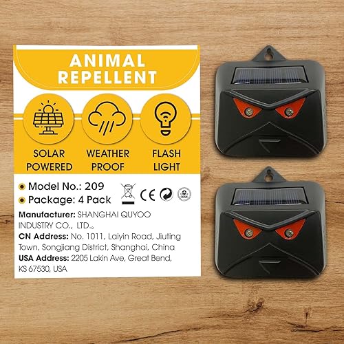 Miniatura 7 de Paquete de 4 repelentes de animales luces solares de control de depredadores disuasorios de zorro para jardines dispositivos repelentes de ciervos