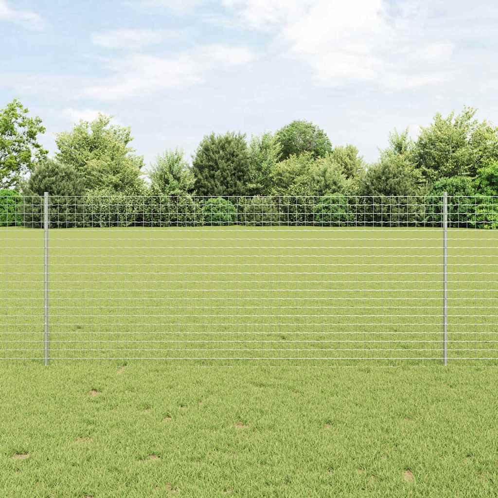 Postes de valla de hormigón de acero con recubrimiento en polvo, 140 cm, juego de 44 unidades, plata, para montaje en valla de jardín, resistente a la intemperie, como soporte para travesaños