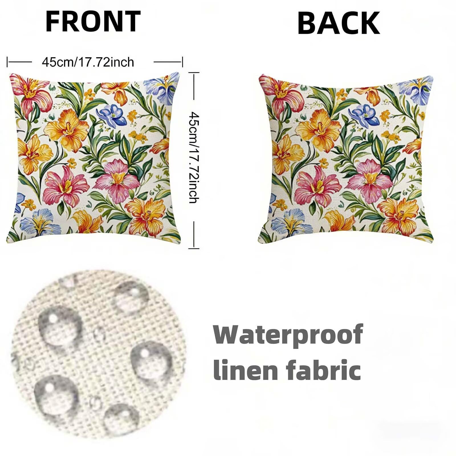 Fundas Cojines 80x80cm Vistoso Juego de 2, Impermeable Exterior Funda Cojin Lino, Cómodo Transpirables, Antimanchas y Durable Funda de Cojines Macizo Primavera Salón, Dormitorio Decoración Hogar X-346