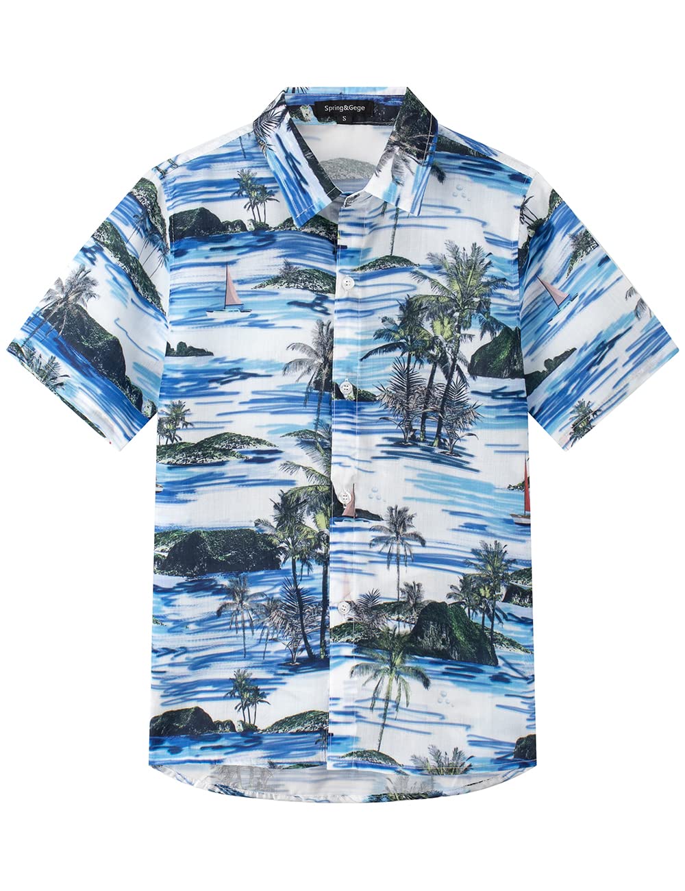 Spring&Gege Camisa hawaiana de manga corta para chico, con estampado de dibujos animados, unisex, tallas 110-170