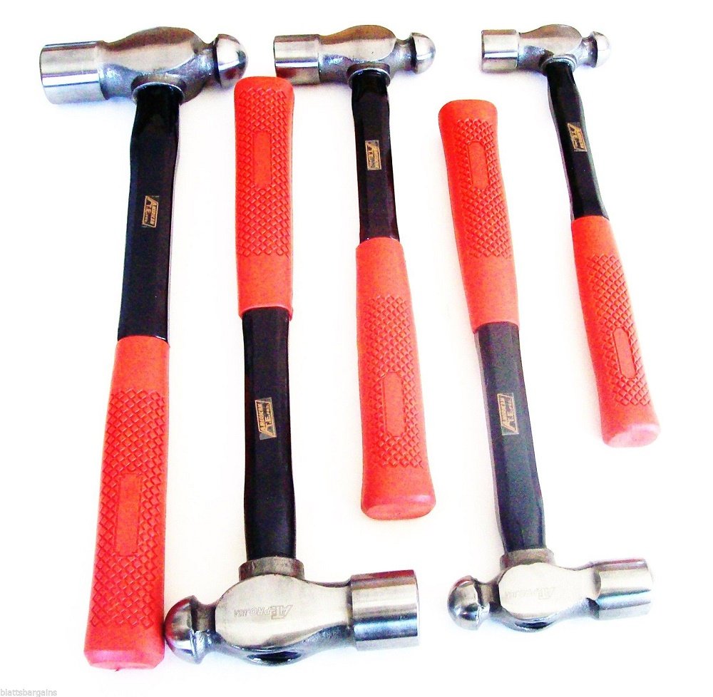 SET OF 5 HIGH POLISHED MIRROR STEEL BALL PEEN HAMMER SET FOR HOME GARDEN METAL WORK METALSMITH BLACKSMITH