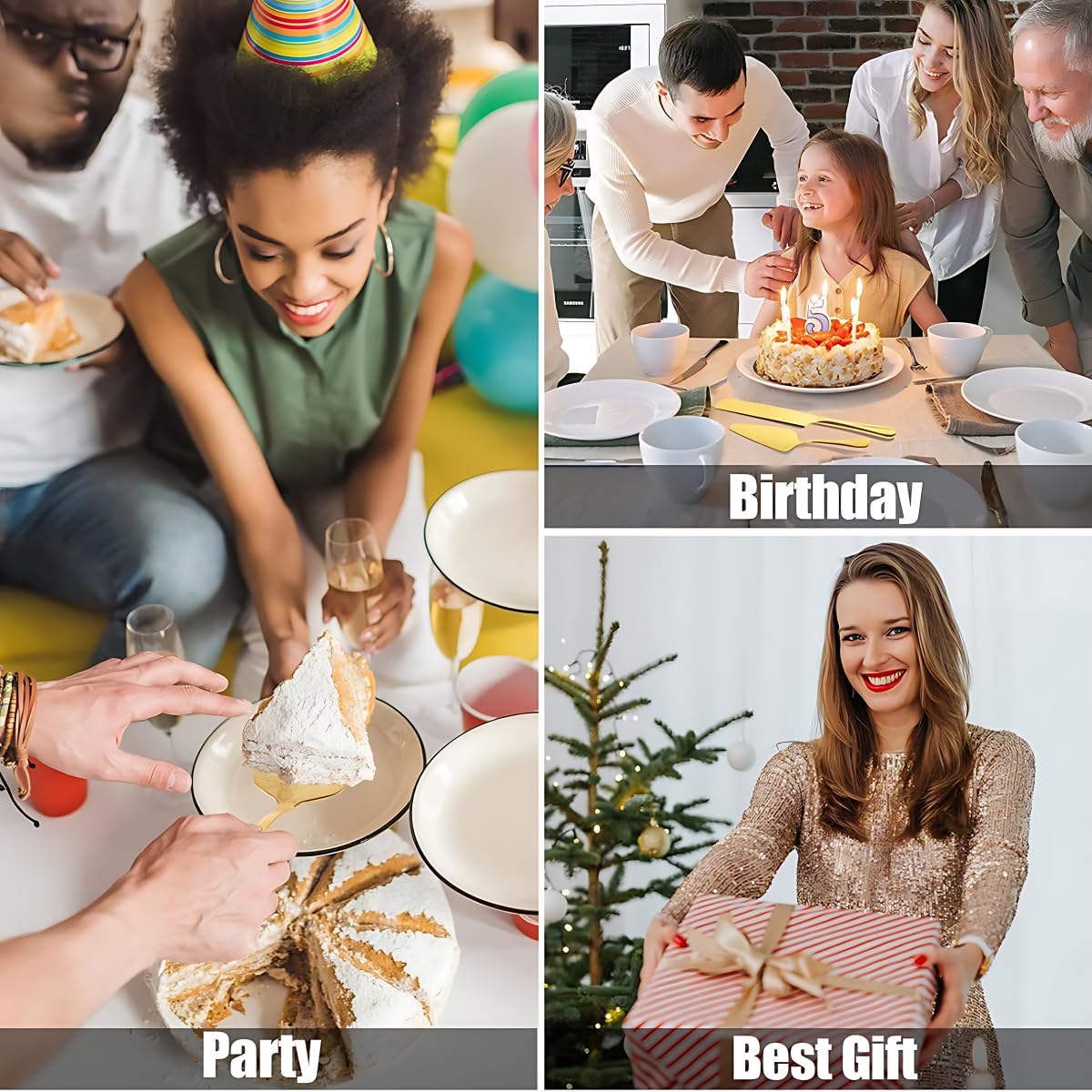 Gold Cake Servers - 10 Pack | Serrated & Hammered -5 Gold Cake Servers - 10 Pack | Serrated & Hammered -5
