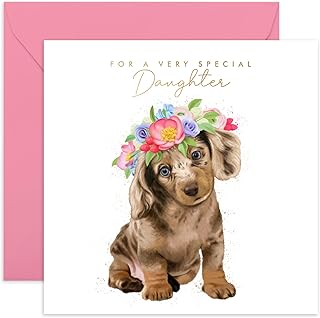 Central 23 - Cute Birthday Cards for Daughter - 'For A Very Special Daughter' - Sweet Daughter Birthday Cards - Fun Birthday Cards for Women - Dog Birthday Card - Comes with Fun Stickers