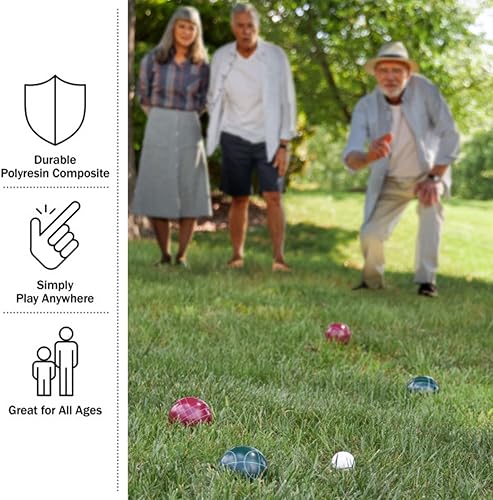 Miniatura 2 de Trademark Games - Juego de bolas de bocha, tamaño reglamentario, juego de césped para patio trasero o playa, incluye bolas de bochas rojas y verdes,