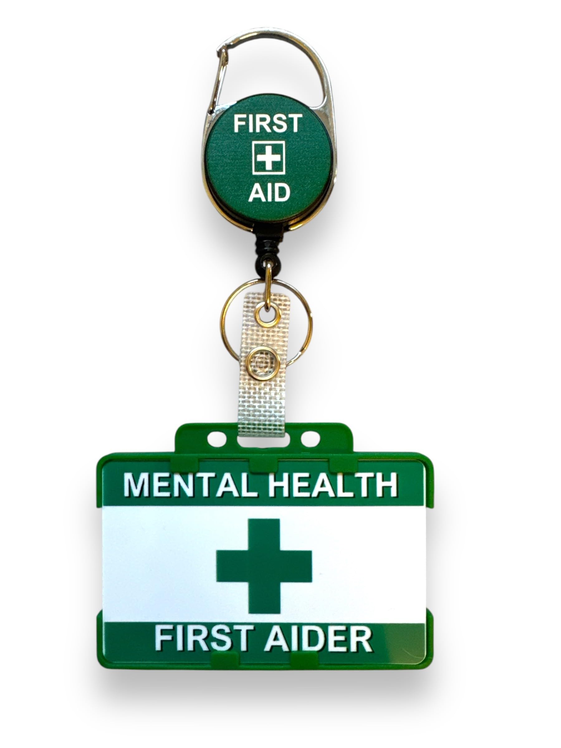 Mental Health First Aider Printed Card, Double Card Holder & Retractable First Aid Badge Reel (5)