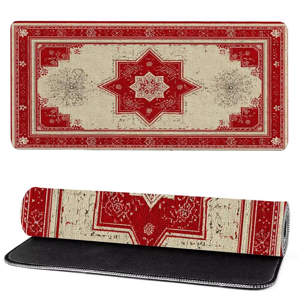 Podkładka pod mysz xxl 1400x600x3mm czerwona, obszerna i luksusowa podkładka pod mysz do gier, poprawa dokładności i szybkości, antypoślizgowa gumowa podkładka pod mysz do gier, dekoracja biurka MM