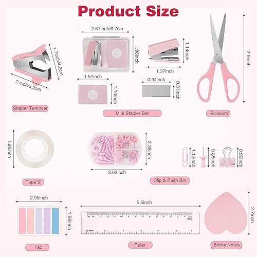 Miniatura 3 de Organizadores y accesorios de escritorio, suministros de oficina con grapadora, removedor de grapas, soporte para bolígrafos, juego de clips,